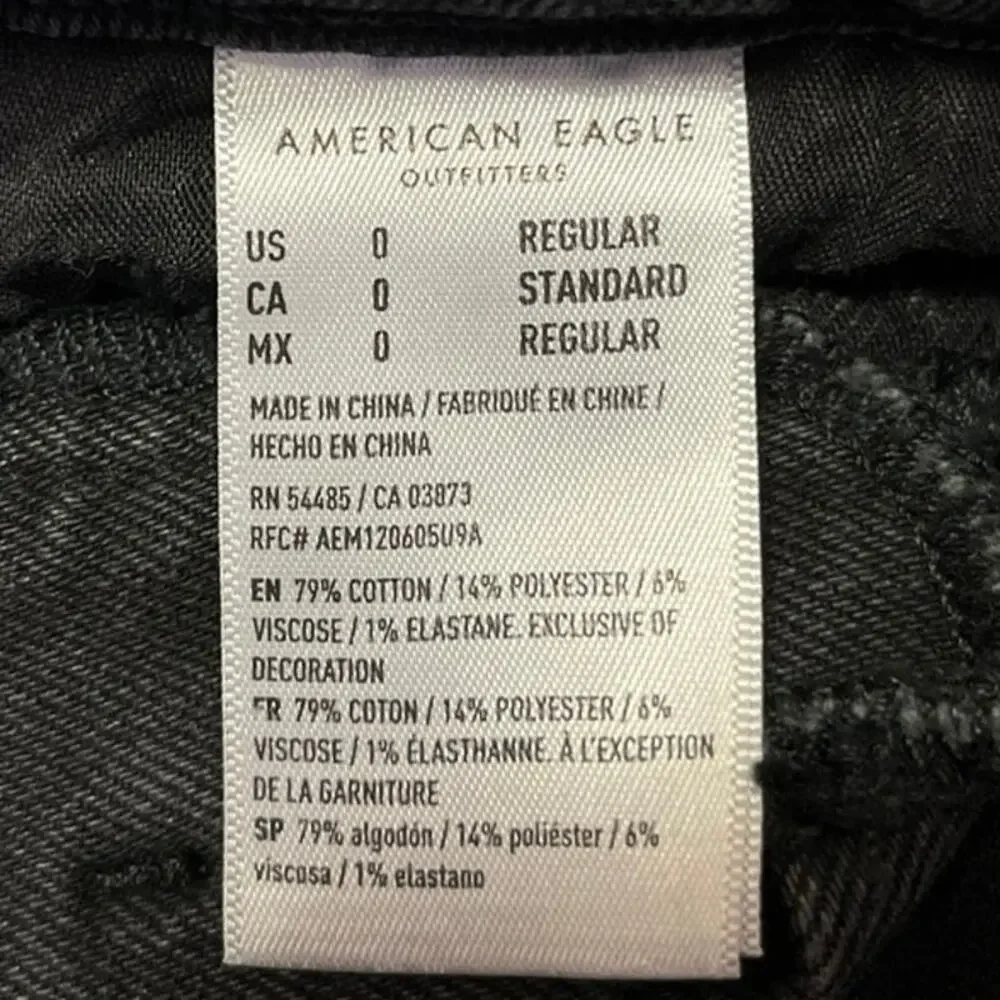 American Eagle Stretch Women's Black High Waisted Tapered Denim Jeans Size 0